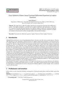 IJNS Vol 16 NO 1 Paper 1 Exact Solution of Some Linear Fractional Differential Equations by Laplace Transform