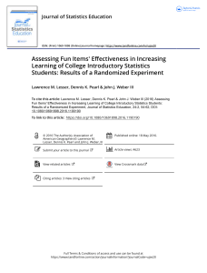 Assessing Fun Items Effectiveness in Increasing Learning of College Introductory Statistics Students Results of a Randomized Experiment