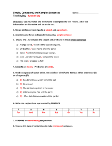 simple compound complex test review answer key