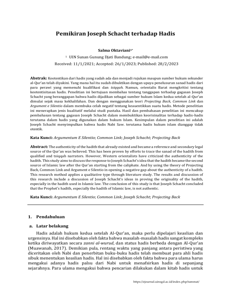 Template+Pemikiran+Joseph+Schacht+terhadap+Hadis