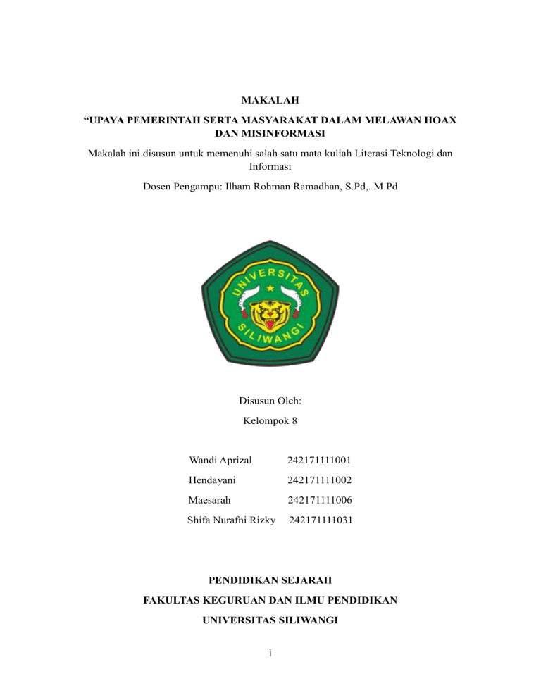 Upaya Pemerintah & Masyarakat Melawan Hoax dan Misinformasi