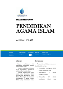 akhlak pribadi islam - Universitas Mercu Buana