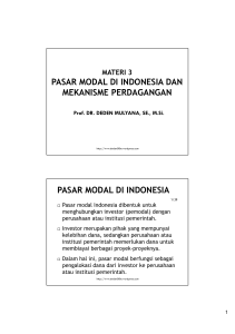 pasar modal di indonesia dan mekanisme perdagangan pasar