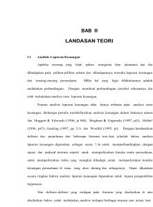 BAB II LANDASAN TEORI 2.1 Analisis Laporan Kcuangan Apabila