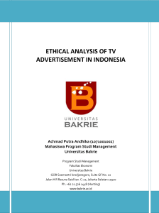ETHICAL ANALYSIS OF TV ADVERTISEMENT IN INDONESIA