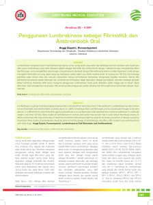 Penggunaan Lumbrokinase sebagai Fibrinolitik dan