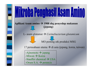 Aplikasi Asam amino → 1908 sbg penyedap makanan (jepang) L