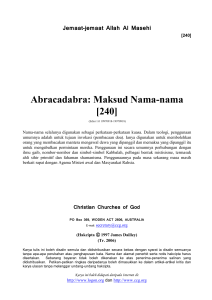 Abracadabra: Maksud Nama-nama [240] - Jemaat