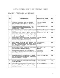 daftar proposal kkp3t ta 2008 yang lolos seleksi