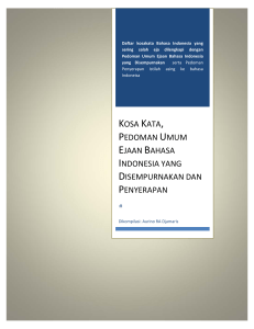 kosa kata, pedoman umum ejaan bahasa indonesia yang