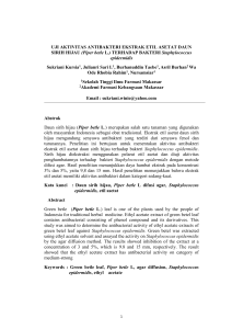 UJI AKTIVITAS ANTIBAKTERI EKSTRAK ETIL ASETAT DAUN SIRIH