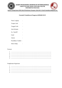 Formulir Pendaftaran Pengurus KOMAHI 2015