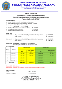 Rincian Biaya Kuliah Program Pasca Sarjana Magister Manajemen