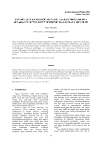 pembelajaran proyek mata pelajaran fisika di sma sebagai starting