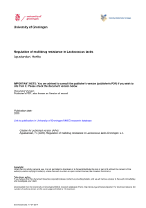 University of Groningen Regulation of multidrug resistance in