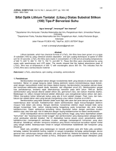Sifat Optik Lithium Tantalat (Litao3) Diatas Substrat Silikon (100