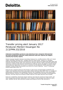Transfer pricing alert January 2017 Peraturan Menteri Keuangan No