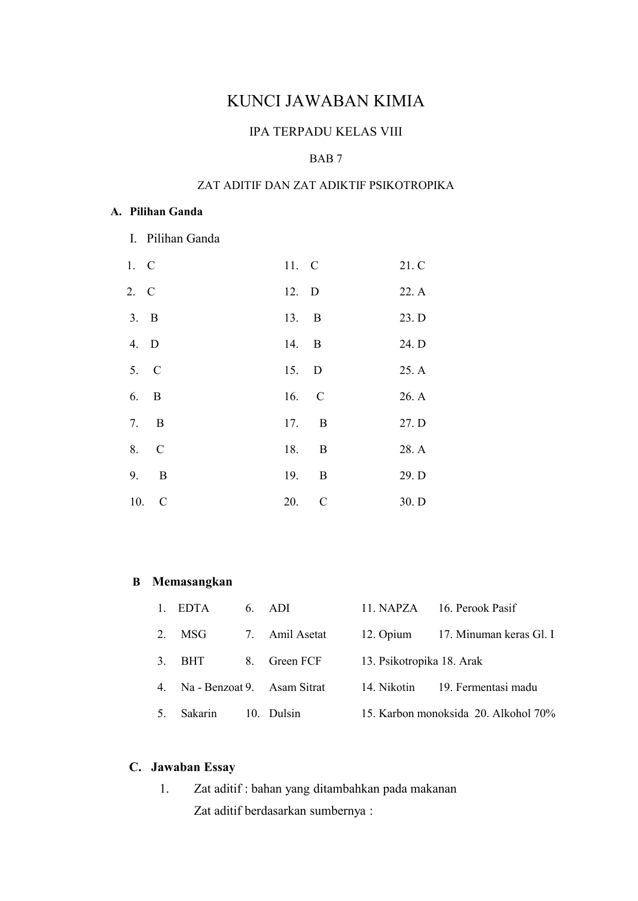 Kunci Jawaban Lks Ipa Kelas 7 Semester 1 Kurikulum 2013 - BangSoal