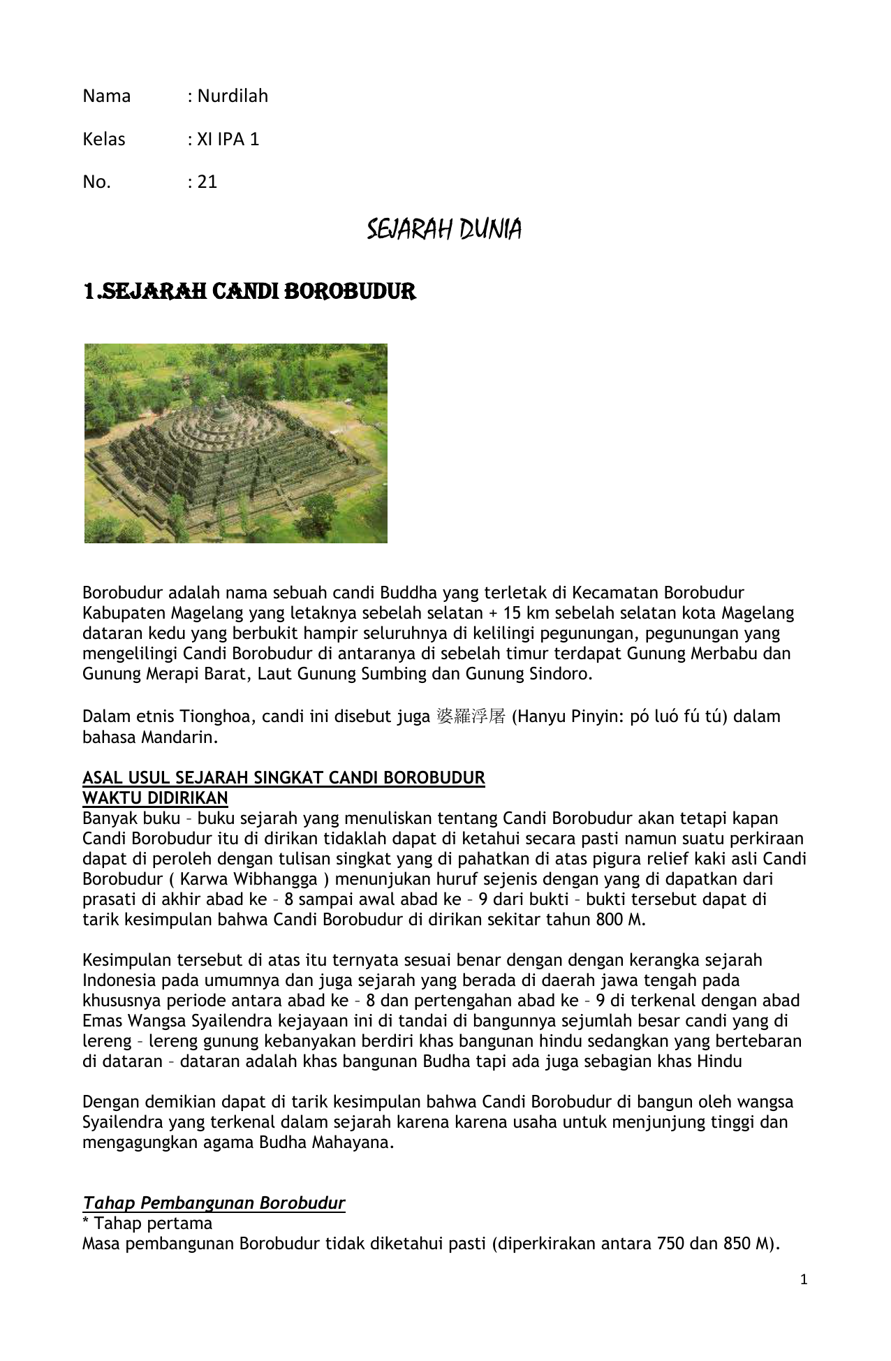 Contoh Teks Deskripsi Candi Borobudur