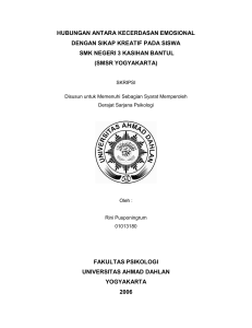 hubungan antara kecerdasan emosional dengan sikap kreatif pada