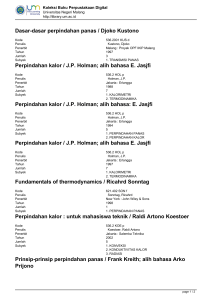 Dasar-dasar perpindahan panas / Djoko Kustono Perpindahan kalor