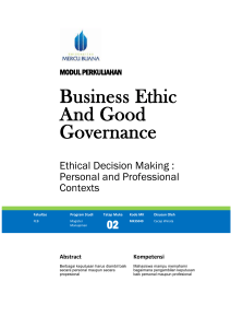 Nilai dan Kepercayaan Kode Etik Teori Atau Prinsip Etika