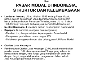 k-4 pasar modal di indonesia, struktur dan kelembagaan