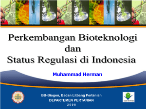 Tulisan tentang Bioteknologi oleh Dr. Muhammad Herman