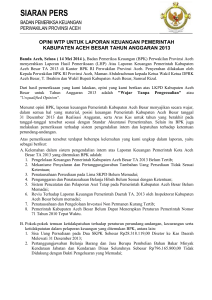 siaran pers wtp aceh besar - BPK RI Perwakilan Provinsi Aceh