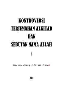 kontroversi terjemahan alkitab dan sebutan nama allah