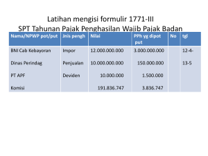 Latihan mengisi formulir 1771-III SPT Tahunan