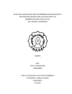 hasil belajar kognitif biologi diprediksi dari kemampuan metakognisi