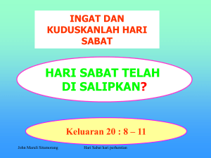 Hari apakah hari yang ke Tujuh atau hari Sabat itu?