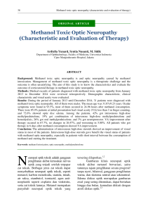 Methanol Toxic Optic Neuropathy (Characteristic and Evaluation of