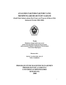 analisis faktor-faktor yang mempengaruhi return saham