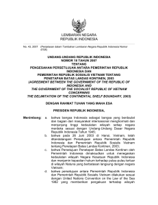Undang-Undang Republik Indonesia Nomor 18 Tahun 2007