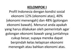 Profil Indonesia dengan kondisi sosial ekonomi 12% (ekonomi atas