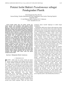 Potensi Isolat Bakteri Pseudomonas sebagai Pendegradasi