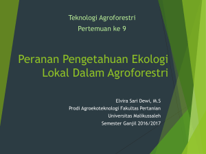 Peranan Pengetahuan Ekologi Lokal Dalam Agroforestri
