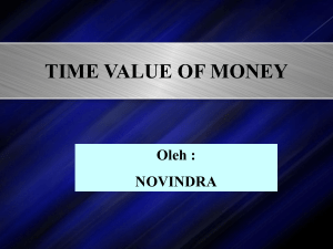 TIME VALUE OF MONEY Oleh : NOVINDRA Umur proyek