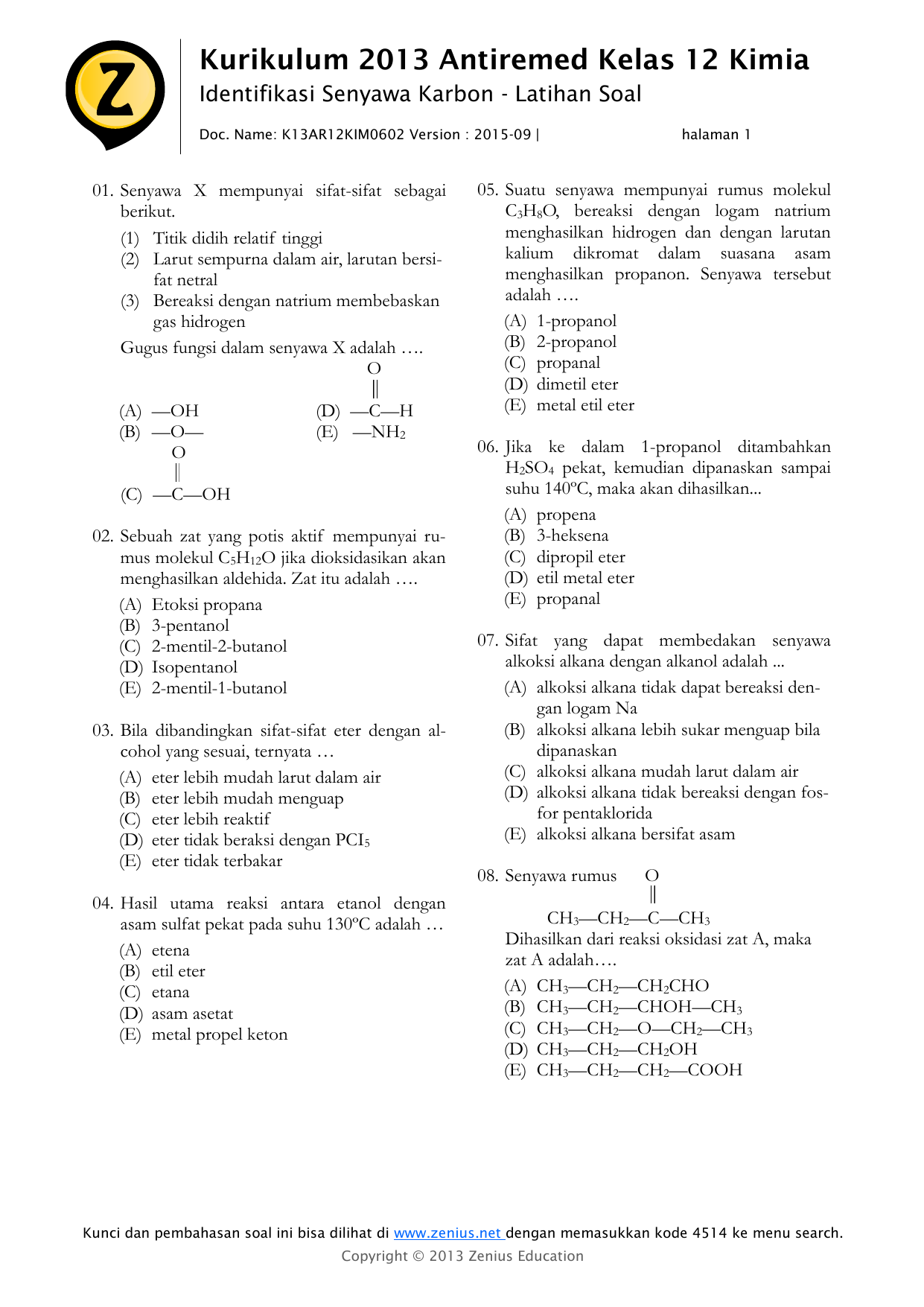Kurikulum 2013 Antiremed Kelas 12 Kimia