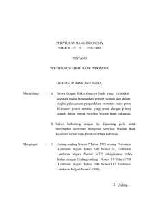 PERATURAN BANK INDONESIA NOMOR : 2/ 9 /PBI/2000