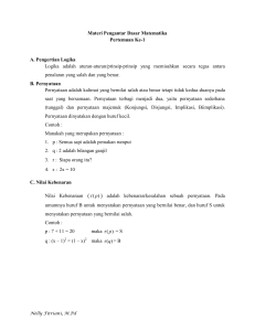 Materi Pengantar Dasar Matematika Pertemuan Ke-1