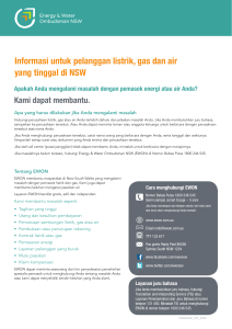 Informasi untuk pelanggan listrik, gas dan air yang tinggal di NSW