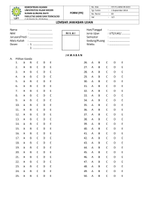 B.03 Form Lembar Jawaban - Fakultas Sains dan Teknologi – UIN