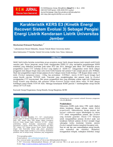 Karakteristik KERS E3 (Kinetik Energi Recoveri Sistem Evolusi 3