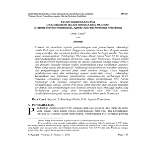 STUDI TEKHNOLOGI PAI DARI SEJARAH ISLAM
