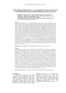 Jurnal Teknik Kimia USU, article in press (2013) PENGARUH