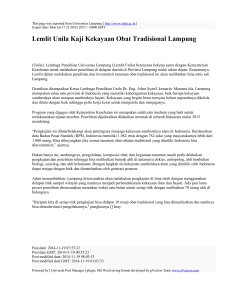 Lemlit Unila Kaji Kekayaan Obat Tradisional Lampung   : Universitas