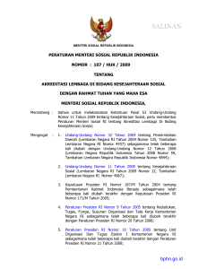 Peraturan Menteri Sosial Nomor 107/HUK/2009
